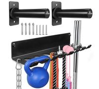 BRTGYM Wall Mounted Weight Plate Holder and Gym Rack Organizer,Fit 2inch Olympic Weight Plates, Max Weight Capacity 275 lb, Home Gym Accessories Hanger, all Mount Hooks for Olympic Barbells
