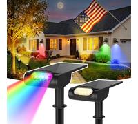 Brthera Solar Spot Lights Outdoor, 12 Color Modes Landscape Light Waterproof IP67 with Remote, 2-in-1 Color Changing/Cool/Warm White Solar Lights Outdoor for Yard Trees Garden Pool(Multicolor, 2 Pack)