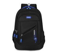 BRTHFORU Lightweight Waterproof Backpack for Women Men, 48cm Laptop Backpack with Orange Zipper, Fashion Casual Daypack for University Work Travel, Water-Resistant Scratchproof Day Bag (Black/Blue)