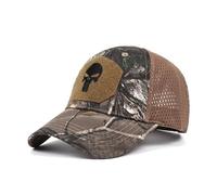 BRTHFORU Skull Baseball Cap Mens Outdoor Sports Cap Punisher Operator Cap Men Mesh Summer Fitted Cap Brown Green