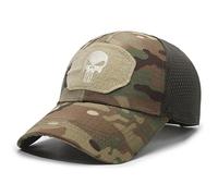 BRTHFORU Skull Baseball Cap Mens Outdoor Sports Cap Punisher Operator Cap Men Mesh Summer Fitted Cap (UK, Alpha, One Size, Dark Khaki)