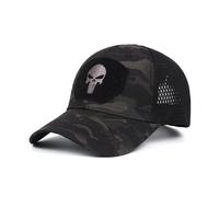 BRTHFORU Skull Baseball Cap Mens Outdoor Sports Cap Punisher Operator Cap Men Mesh Summer Fitted Cap Black Green