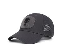 BRTHFORU Skull Baseball Cap Mens Outdoor Sports Cap Punisher Operator Cap Men Mesh Summer Fitted Cap Dark Grey