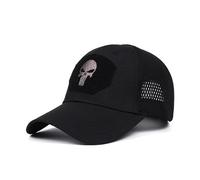 BRTHFORU Skull Baseball Cap Mens Outdoor Sports Cap Punisher Operator Cap Men Mesh Summer Fitted Cap Black