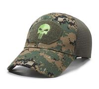 BRTHFORU Skull Baseball Cap Mens Outdoor Sports Cap Punisher Operator Cap Men Mesh Summer Fitted Cap Olive Green