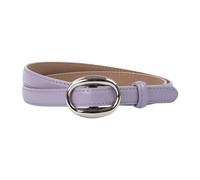 BRTHFORU Women‘s Slim Leather Belt with Oval Buckle - No-Hole Adjustable Belt for Jeans Trousers Dresses, Split Cowhide Skinny Waist Belt, 1.4cm Width, 11 Colours (Silver-Tone Buckle)