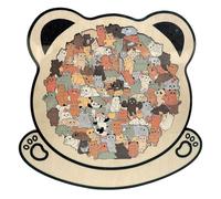 BRTNUP 135-Piece Colored Bear Shaped Wooden Jigsaw Puzzle, Unique Animal Shape Wooden Puzzles Bear Jigsaw Puzzles for Adults Creative Gifts for Bears Lovers Relaxing Wooden Jigsaw Puzzle & Home Decor