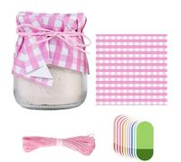 BRTNUP 151PCS Jam Jar Decoration Kit with Paper Doilies, Smiley Face Stickers Jute String for Preserves Fruit Canning Accessories Jam Jar Labels and Covers for Gift Wrapping Wedding Party Craft (Pink)
