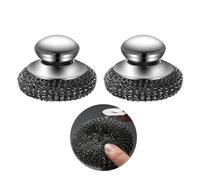 BRTNUP 2 pcs Steel Wool Scrubber, Stainless Steel Scourers with Handle, Heavy Duty Scrubbers for Dishes, Pots, Pans, Grills, Sinks