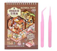 BRTNUP 20 Sets 3D House Sticker Scene Kit, Creative & Reusable DIY Miniature House Kit with 2 Tweezers Miniature Scene Stickers Book Stress Relief Creative Scene Sticker Book (Multicolor-Dream Town)