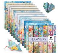 BRTNUP 24 Sheets Scrapbook Paper, 6" x 6" Watercolor Floral Decoupage Paper Sheets Scrapbook Background Papers Pad Scrapbooking Papers Pads Floral Pattern Papers for Crafting Decoupage DIY