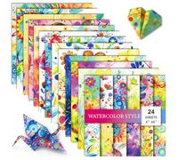 BRTNUP 24 Sheets Scrapbook Paper, 6"x6" Decoupage Paper Sheets Watercolor Floral Pattern Papers for Crafting Decorative Papers for Card Making Scrapbooking Journaling DIY Crafts Origami (Multicolor O)
