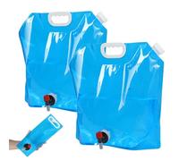 BRTNUP 2Pcs 5L+10L Outdoor Folding Water Bag Car Water Carrier Container with Faucet, Folding Water Bag with Tap for Camping Emergency Hiking Fishing Climbing Travel BBQ