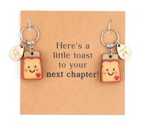 BRTNUP 2PCS Toast Bread Keychains with Good Luck Card, Bread Toast Keychain for Women Cute Keychain Accessories Meaningful Gift for New Job Congratulations New Beginnings Farewell Cute Resin Keyring