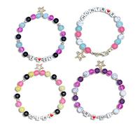 BRTNUP 4PCS K-Pop Bracelets Set, K-Pop Beaded Star Charm Bracelets for Birthday Christmas Halloween Gifts Friendship Jewelry K Pop Merch Bracelets for Fans Cosplay Merchandise Gifts Outfit Accessories