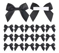 BRTNUP 50 PCS Black Bows, Black Ribbon Bow Self Adhesive Bows for Gift Wrapping Baking Decorating Party Decorations Wedding Crafts Bakery & Candy Bags Black Bow for Balloons (Black)