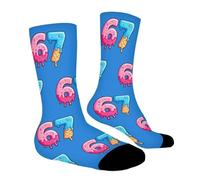 BRTNUP 67 Socks, Six Seven 6 7 Socks Funny Novelty Crew Sock 67 Gifts for Birthday Valentine‘s Day, for Men Women Boys Girls (Blue)