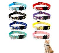 BRTNUP 8PCS Cat Collars with Bell, Adjustable Breakaway Kitten Collars with Moon & Stars Safety Cat Collars Quick Release for Small Dogs Reflective Cat Collar for Small Pets Multicolour Kitten Collars