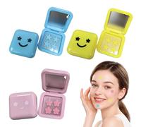 BRTNUP 96 Pcs Starface Pimple Patches, Star Pimple Patches Hydrocolloid Star Face Pimple Patch Cute Star Spot Patch with Mirror Compact for Sensitive Skin, Travel & Daily Use (Pink, Blue, Yellow)