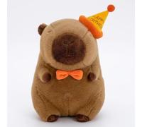 BRTNUP Capybara Plush Toy, 25cm Capybara Soft Stuffed Animal with Birthday Hat Adorable Teddy Capybara Plush Toy for Birthday Gift Playtime and Home Decoration Cute Capybara Plush Pillow