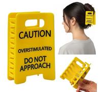 BRTNUP Caution Overstimulated Do Not Approach Hair Claw Clip, Yellow Warning Sign Hair Clip Overstimulated Caution Sign Hair Claw Clip Funny Hair Clips for Thick Hair Caution Overstimulated Hair Clip