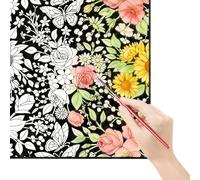 BRTNUP Coloring Blanket,50x60 Inch DIY Washable Colouring Blanket for Adults with 24 Colored Pens, Creative Outdoor & Indoor Activity, Personalized Gift for Adults (Flowers and Butterflies)
