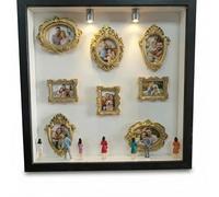 BRTNUP DIY Mini Museum Silhouette Box, Shadow Box Frame Kit with Lights Golded Mini Frames & Figurines Celebrate Your Unique Memories in Style for Anniversary Wedding Birthday Gift Home Decor (Black)