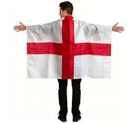 BRTNUP England Wearable Flag Cape, 4.5ftx2.6ft England Flag Cape with Sleeves,Polyester,Red, White Flag Capes with Sleeves for WC 26,Englands Football Fans,Celebrating Party,Fancy Dress (England)