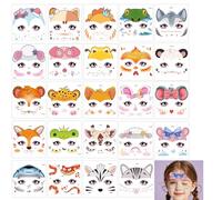 BRTNUP Face Glitter Tattoos for Kids, 24 Sheets Temporary Tattoo Stickers with Assorted Animal Designs for Festival Face Stickers Birthday Party Decorations Halloween Face Painting and Gift Supplies
