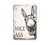 BRTNUP Funny Donkey Bathroom Wall Art, Nice Ass Vintage Metal Tin Sign Funny Nice Ass Donkey Tin Sign Nice Ass Picture Humorous Retro Wall Decor for Bathroom Toilet Bar Home Farmhouse
