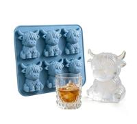 BRTNUP Highland Cow Ice Cube Tray, 6 Cavities Silicone Ice Cube Tray 3D Cute Highland Cow Ice Cube Mold for Whiskey & Cocktail Beverage Highland Cows Ice Cube Mould for Chocolate Candy Homemade Treats