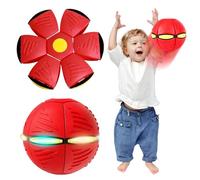 BRTNUP Magic Metaball,Children's Bouncing Ball,Jumping Balls with 6 Light,Flying Saucer,Dual Form Freely Switchable,Parent-Child Interaction Toy Game,Gifts for Teen Boys (Red)