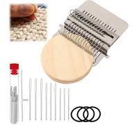 BRTNUP Mini Darning Loom,Knit Patch Loom&14 Hooks Wood Weaving Machine for Effortless Jeans & Socks Repair,Complete DIY Knitting and Craft Tool Kit (Without Sewing Thread)