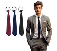 BRTNUP Pack of 3 Pre-Tied Men's Ties for Men, Men's Narrow Tie Set, Adjustable Ties 6 cm with Zip, Elegant Wedding Ties for Office and Celebrations, Mixed colour, M