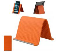 BRTNUP Portable Foldable Silicone Phone Holder, Bendable Silicone Phone Stand Multi-Angle Flexible Silicones Aluminum Phones Stand Adjustable Desktop Stand for Mobile Phones Tablets & Laptops (Orange)