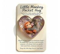 BRTNUP Punch Monkey Pocket Hug with Inspirational Card, A Little Hug From Punch Little Monkey Pocket Hug Emotional Support Acrylic Token & Keepsake Gift for Animal Lovers Friends Family and Loved Ones