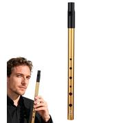 BRTNUP Tin Whistle, Irish Tin Whistle D, 6 Hole Aluminum Whistles with Food-Grade Mouthpiece and Clear Tone Irish Penny Tin Whistles for Beginners Intermediate and Expert Band Performances (Gold)