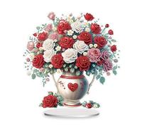BRTNUP Vase Flowers Diamond Art Kit, 5D Stand Up Tabletop DIY Diamond Painting Accessories, Flower Vase DIY Desktop Ornament for Home Office Decor Crafts Gift