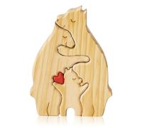 BRTNUP Wooden Bears Family Puzzle, 3 Bears Wooden Bear Family Puzzle Decorative Wooden Puzzle, for Mom Dad Unique Gift (Wood Color)