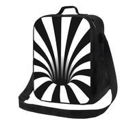 BRTOLIIAO Abstract Black Hole Thermal Insulated Lunch Bags Optical IllusionAnd White Lines PortableTote for