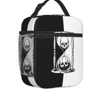 BRTOLIIAO Black And White Unus Annus Half Logo Insulated Lunch Tote Bag Memento Mori Ethan Mark Hourglass Thermal Cooler Bento Box School
