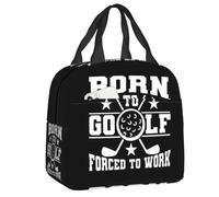 BRTOLIIAO Born to Golf Forced to Work Lunch Bag Women Cooler Thermal Insulated Lunch Box for Children School Work Picnic Food Tote Bags