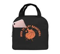 BRTOLIIAO Born To Play Basketball Print Lunch Bag for Girls Funny Lunch Box Fun Picnic Cooler Bag Portable Zipper Oxford Thermal Lunch Bag