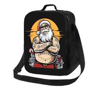 BRTOLIIAO Christmas Santa Claus Insulated Lunch Bag for Women Santa is Fat and Cool Cooler Thermal Bento Box Kids School Children