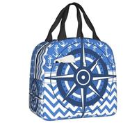BRTOLIIAO Custom Captain's Compass Insulated Lunch Bag for Women Nautical Anchor Sailing Cooler Thermal Lunch Box Kids School Children