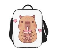 BRTOLIIAO Custom Cute Capybara Loves Bubble Tea Thermal Insulated Lunch Bag Women Resuable Lunch Container for Work Storage Bento Food Box