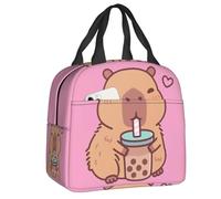 BRTOLIIAO Custom Cute Capybara Loves Drinking Bubble Tea Lunch Bag Women Warm Cooler Insulated Lunch Box for Children School