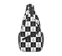 BRTOLIIAO Custom Freemason Checkered Black White Pattern Crossbody Sling Backpack Masonic Mason Shoulder Chest Bag for Traveling Daypack