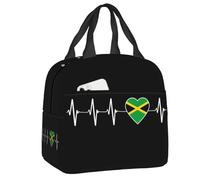 BRTOLIIAO Custom Jamaican Heartbeat Jamaica Country Flag Heart Insulated Lunch Bags for Women Cooler Thermal Bento Box Work School Travel