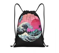 BRTOLIIAO Custom Name Waterproof Outdoor Beach Swimming Sports Drawstring Backpack The Great Retro Wave Organizer Gym Storage Bag